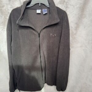 Vintage Fila Fleece Jacket Y2K Full Zip‎ Dark Gray Mens XXL Track Jacket